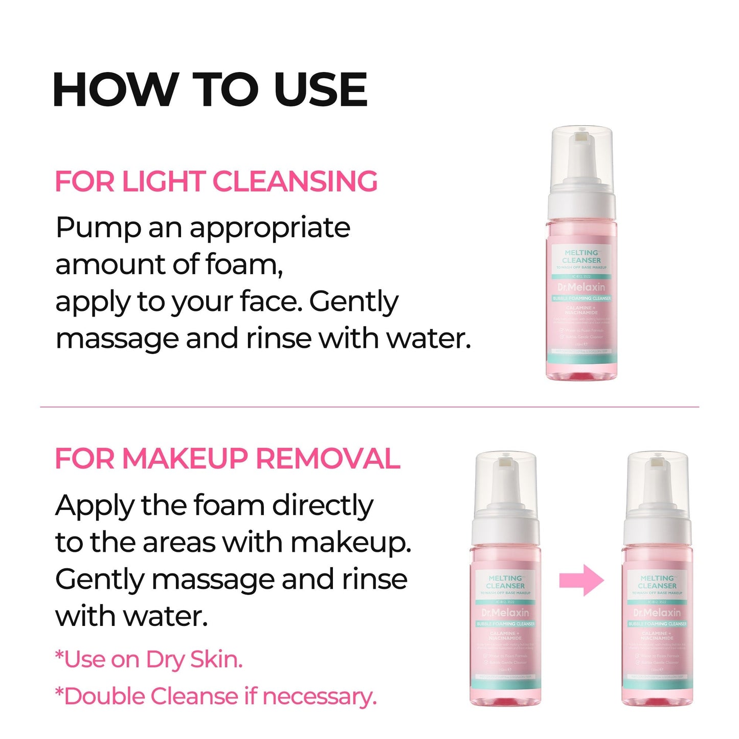 Dr.Melaxin Melting Cleanser - Hypoallergenic Makeup remover with Quick Bubble, Deep Pore Cleansing for all skin type, 150ml